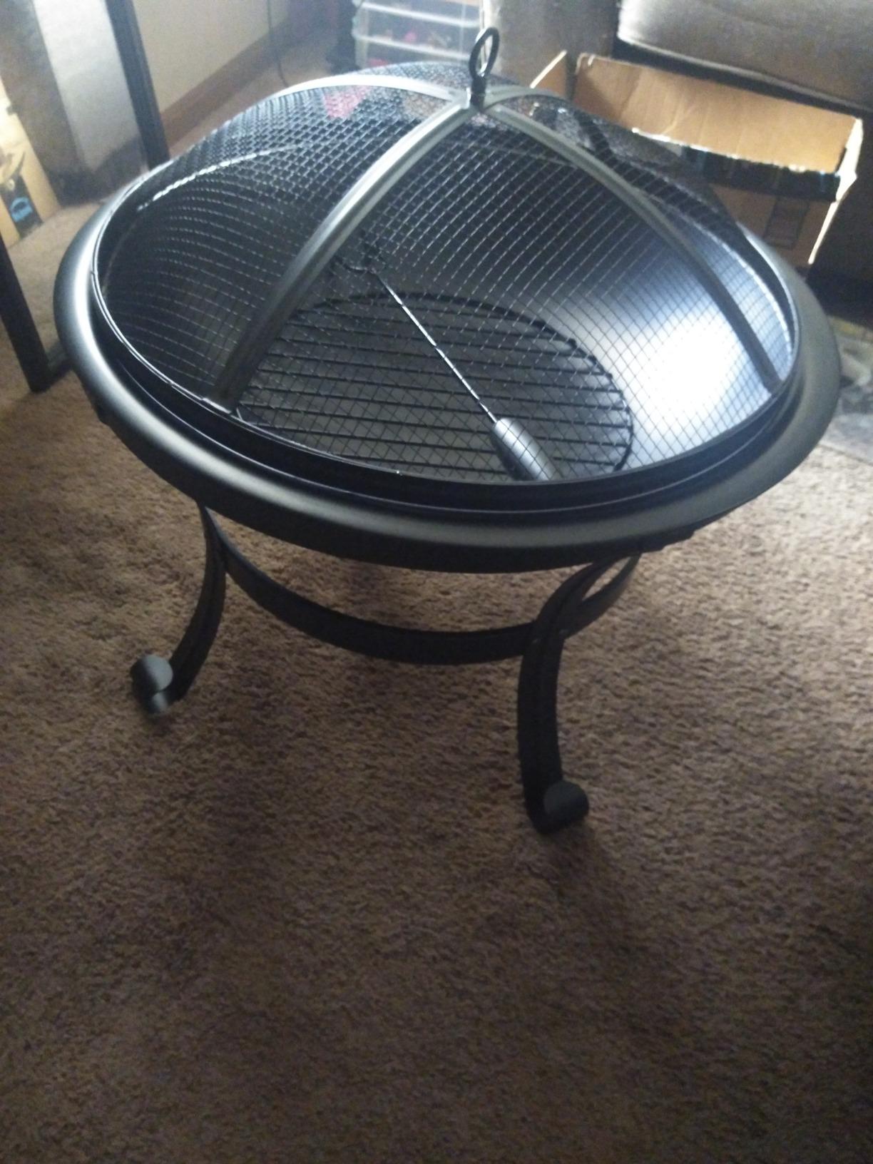 KingSo Fire Pit, 22" Fire Pits Outdoor Wood Burning Steel BBQ Grill Firepit Bow