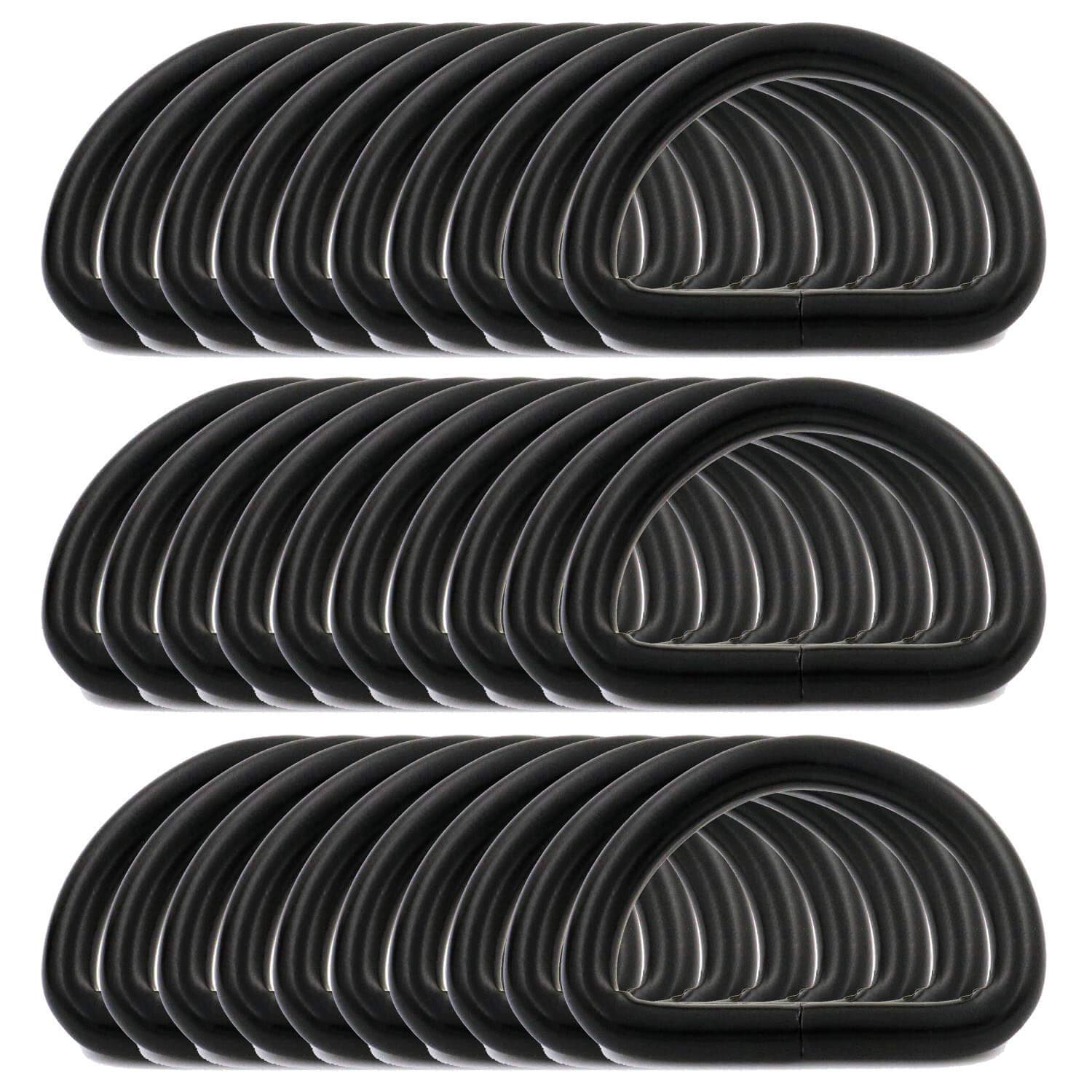 BIKICOCO Metal D-Rings Buckle, 1 Inch Non-Welded for Webbing Sewing DIY - Black - Pack of 30