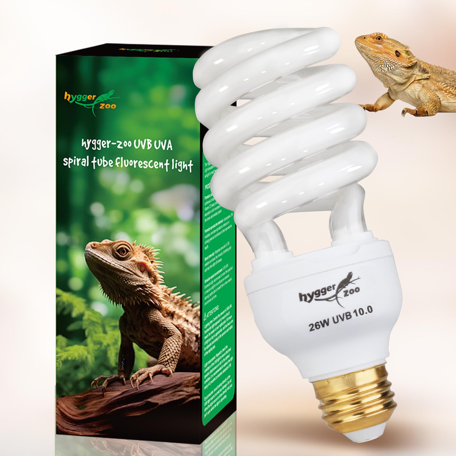 Photo 1 of UVB Bulb for Reptiles, 10.0 26W UVB Light for Reptiles, Hygger zoo UVA UVB Reptile Light Bulb Reptile UVB Bulb UVB Light for Bearded Dragon Turtle Lizard Reptile Lamp Terrarium Lamp for Desert Reptile