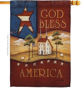 Breeze Decor H111090 God Bless America Americana Patriotic Decorative Vertical House Flag, 28