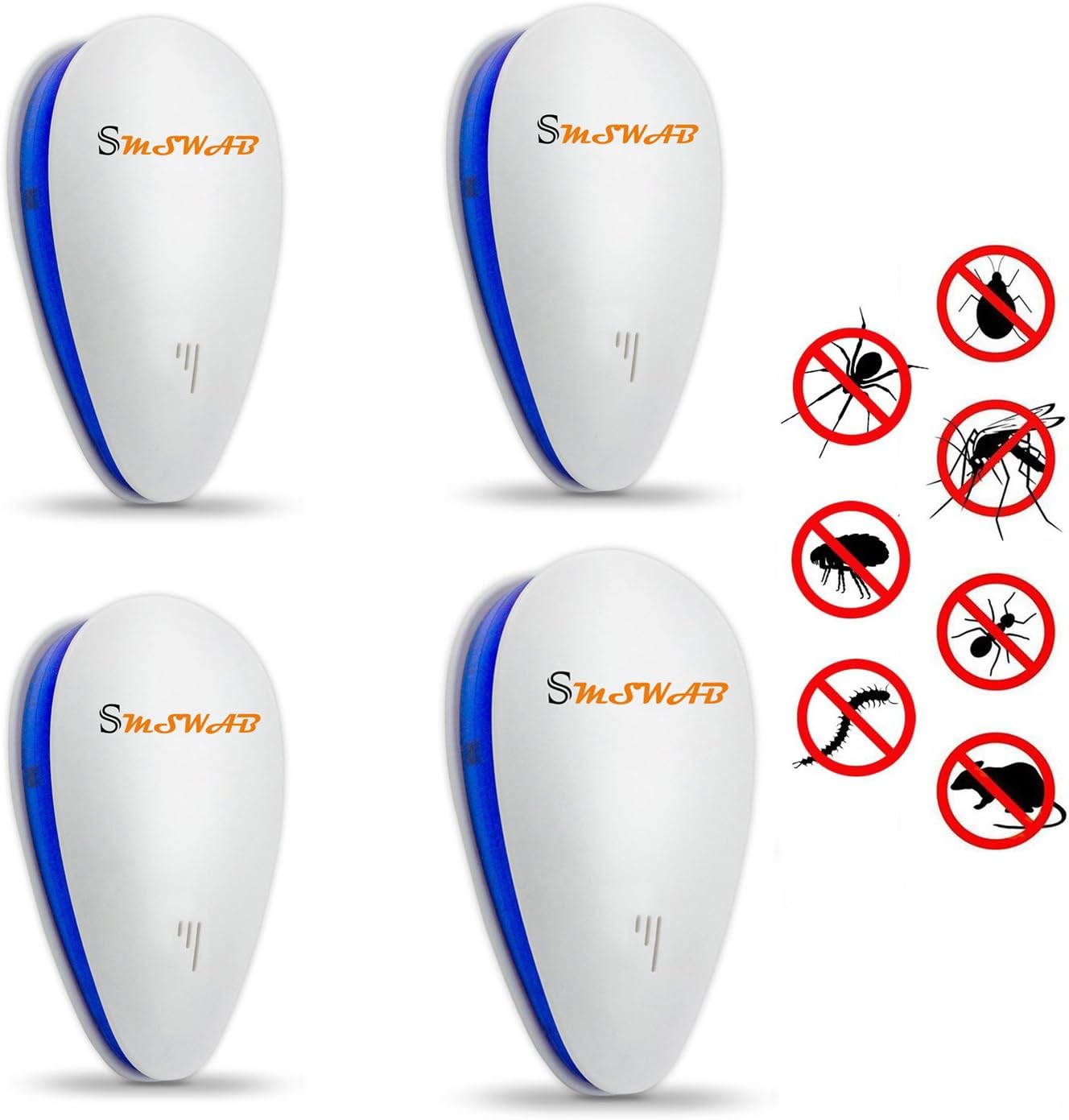 [NEW VERSION] Ultrasonic Pest Repeller - BEST Pest Control 4-Pack with DOUBLE IMPACT - Plug-In Electronic Home Repellent Anti Mice, Ant, Roach, Mosquito, Outdoor/Indoor (4 Pack White)
