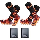 Heat Socks for Women Men with 5000mAh Power Bank, 2 Pairs Rechargeable Electic Heated Socks with 4 Levels Heating Socks, Wint