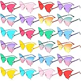 Pibupibu 24 Pack Star/Heart/Butterfly/Flame Sunglasses Bulk, Rimless Fun Colorful Sunglasses for Women Party Favors