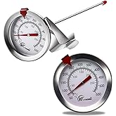KT THERMO Deep Fry Thermometer with Instant Read,Dial Thermometer,6" Stainless Steel Stem Meat Cooking Thermometer,Best for Turkey,BBQ,Grill