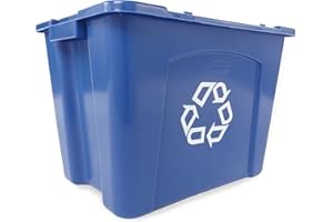 Rubbermaid Commercial Products, Recycling Bin/Box, Stackable, 14 GAL, Blue, for Indoors/Outdoors/Garages/Homes/Commercial Facilities