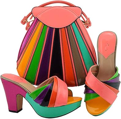 orange sandals and matching bag