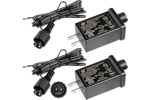 SUNXIZ 2Pack 12V 1.5A Yard Inflatable Plug Adapters with 2 10ft Extension Cables Replacement Class 2 Power Supply for Halloween Christmas Decoration Transformer US Plug for LED String Lights