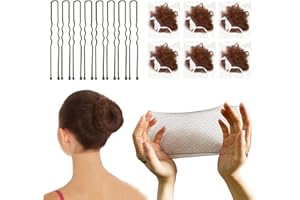 TONJIN Invisible Hair Nets and U-Shaped Pins Set - 50 Mesh Hair Nets with Elastic Edge and 10 Positioning Pins for Women's Bun Hairstyles (Brown)