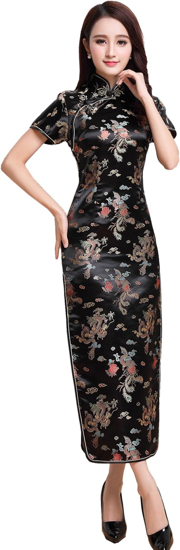 Shanghai Story Short Sleeve Long Qipao Chinese Cheongsam Dress 9 Style