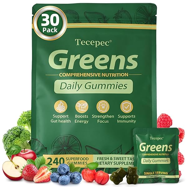 GREENS DAILY GUMMIES, SUPERFOOD FRUITS AND VEGGIES BLEND...