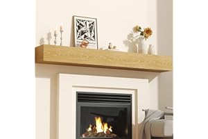 CRAFTEASE 72" Fireplace Mantel, Solid Wood Mantels for Over Fireplace 5" Thick Wall Mounted Shelves Long Floating Farmhouse Shelf Handcrafted Wooden Fireplace Mantle 72 X 8 X 5 - Rustic Natural
