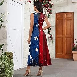 CHRATLHI Fourth of July Dress Red White and Blue