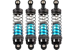 QLOI-LEUE Oil-Fill Shock Absorbers for 1/14 1/16 1/12 RC Cars, 81mm Hydraulic Suspension Kit, DIY Refillable Dampers with Alloy Body, Compatible for MJX, HSP, WLtoys, SCY, FMS, Traxxas (Oil Not Included)