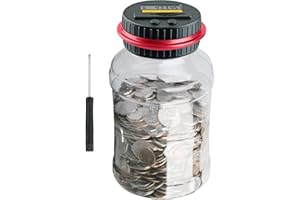 Coin Bank for Adults, QPEY Piggy Bank Coin Jar with LCD Counter Change Counter for Counting Money, Change Bank Designed for All US Coins (Red)