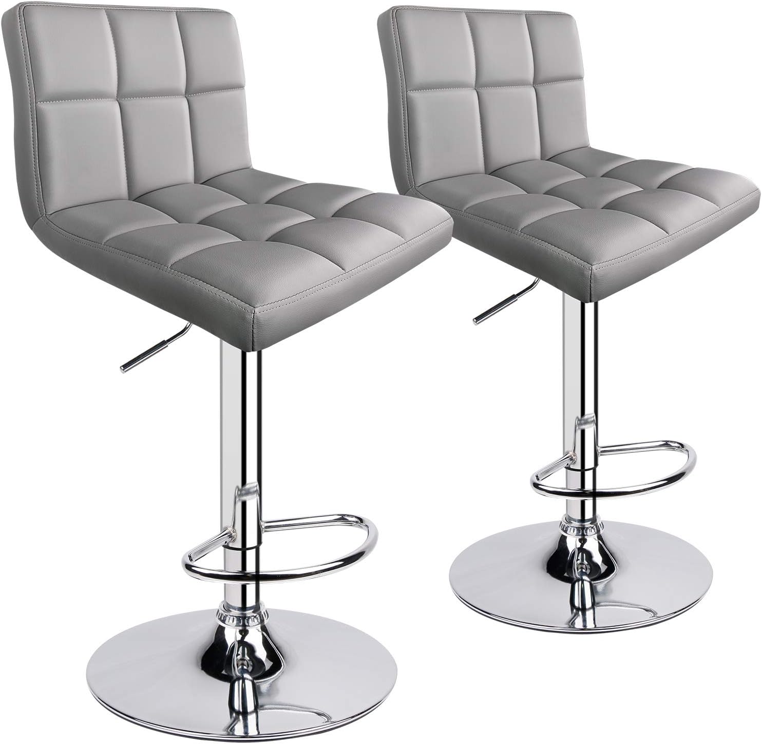 Leopard Bar Stools, Modern PU Leather Adjustable Swivel Bar Stool with Back (Light Grey): Kitchen & Dining