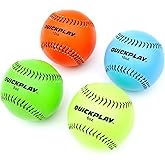QUICKPLAY Weighted Pitching Baseballs 4-Pack - 6, 8, 10 &amp; 12oz | Four progressive weights, Builds arm strength, Velocity &amp; mechanics, Durable synthetic cover, For pitchers, Overload training