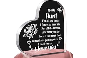 FEELDEAL Best Aunt Ever Gifts from Niece Nephew,Heart Shaped Acrylic Block Paperweights for Aunt, Unique Auntie Christmas Birthday Presents (Heart 4.7x4.7x0.6in)