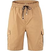 Mens Casual Twill Cargo Shorts Cotton Drawstring Classic Cargo Stretch Short with 6 Pockets