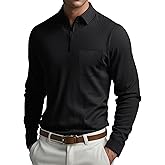 Men's Long Sleeve Polo Shirts Quarter Zip Up Pullover Slim Fit Casual Stylish Golf Shirt for Men Lightweight Tops with Pocket