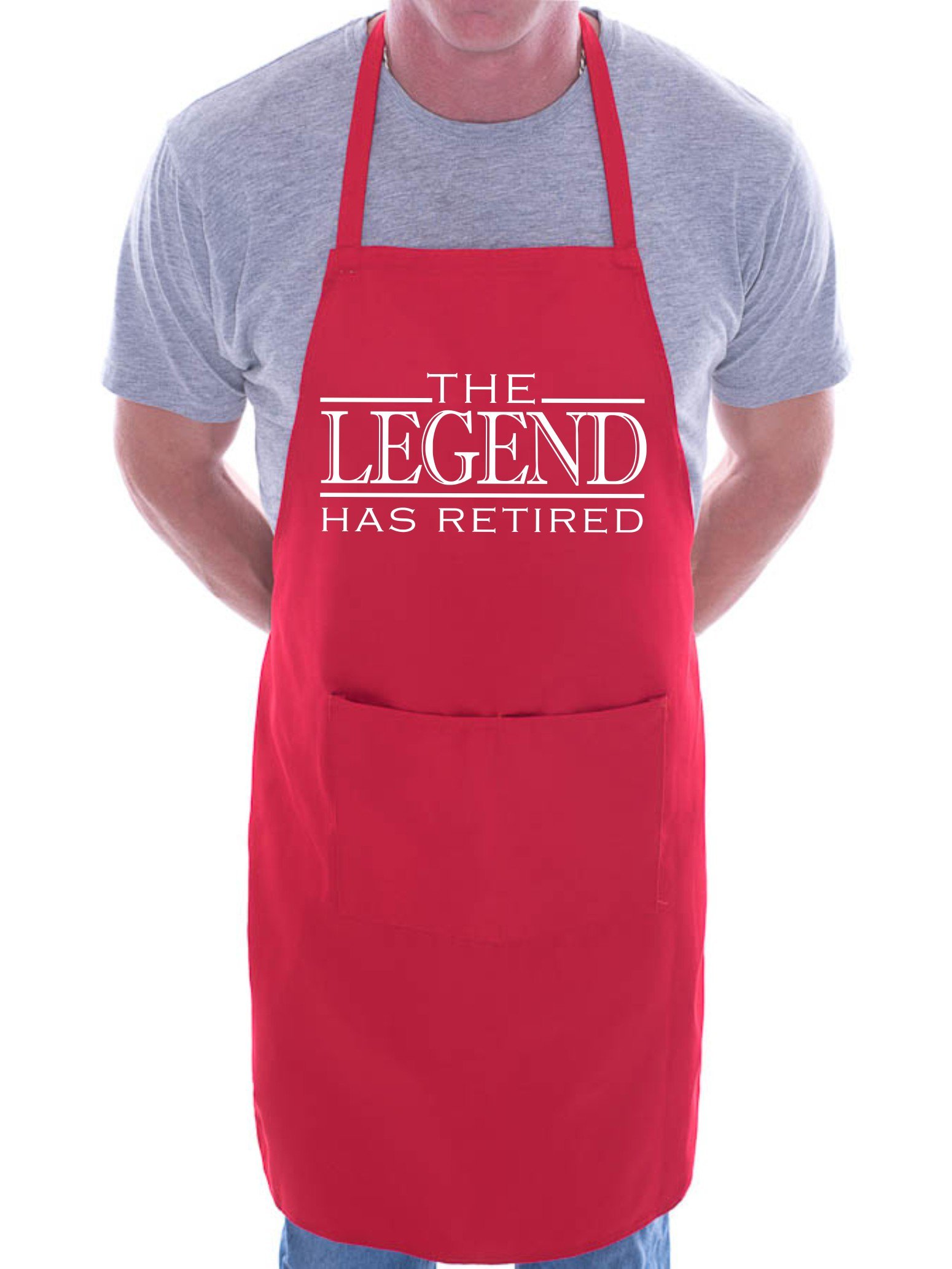 Print4U The Legend has Retired BBQ Cooking Funny Novelty Apron Red