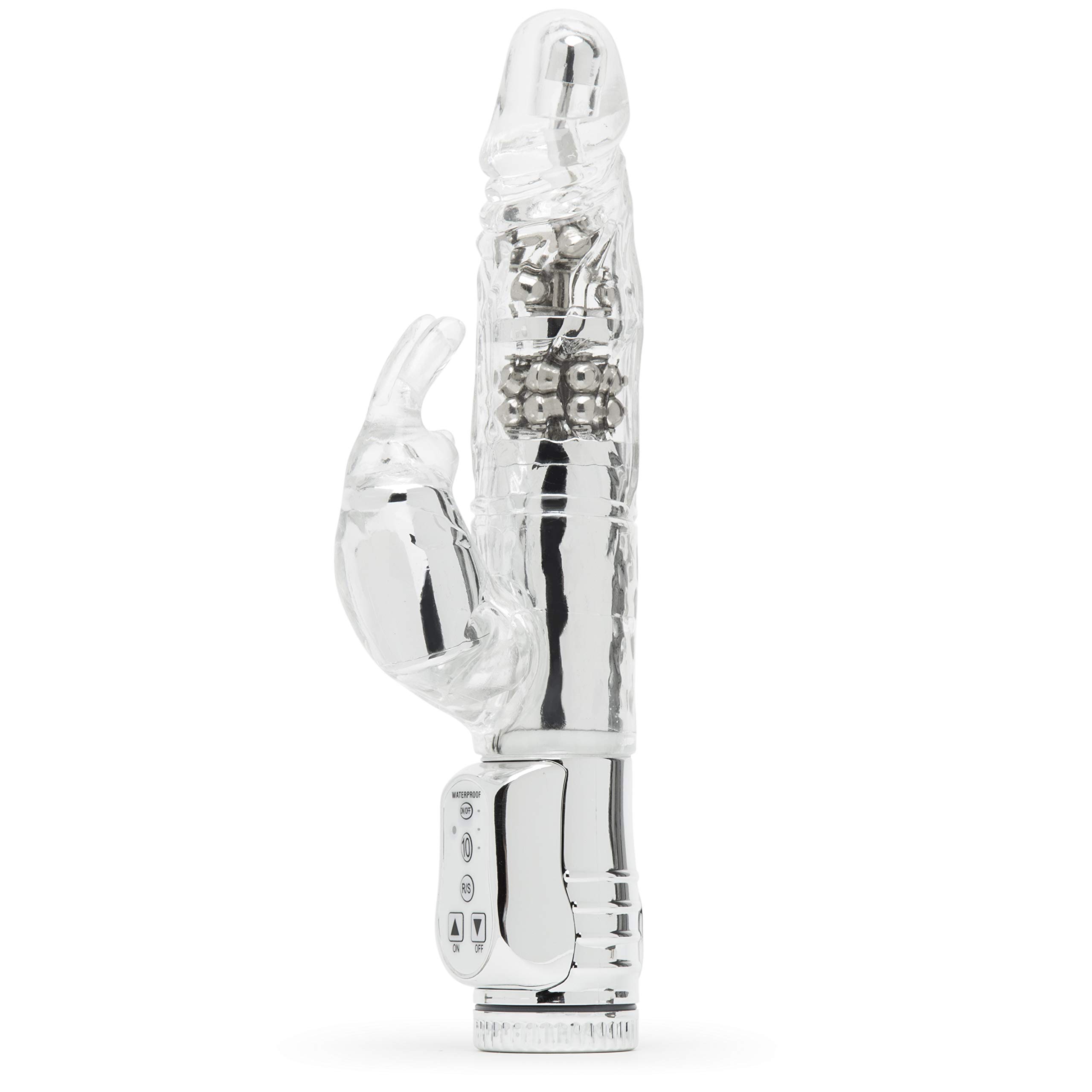 Lovehoney Jessica Rabbit Xtra Rabbit Vibrator - 5.5 Inch Girthy Vibrator for Women with Rotating Beads - 7 Patterns & 3 Speeds - Dual Stimulation Adult Sex Toy - Waterproof - Clear