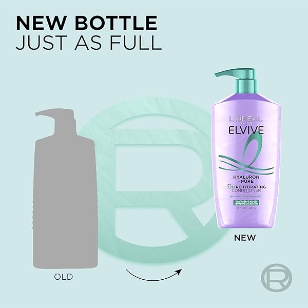 L’OREAL PARIS ELVIVE HYALURON + PURE 72H REHYDRATING CONDITIONER FOR OILY HAIR, HAIR CONDITIONER WITH SALICYLIC AND HYALURONIC ACID, 28 FL OZ
