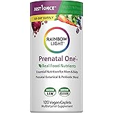 Rainbow Light High-Potency Prenatal One Multivitamin, Prenatal Health Multivitamin Supports Mom's Health and Baby's Development, With Vitamin C, Vegan, 120 Count