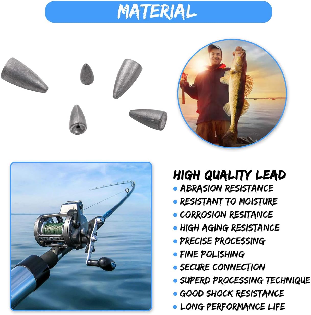 JSHANMEI Fishing Worm Weight Sinkers Bullet Weight Fishing Sinkers Assortment Kit Fishing Tackle Box Set 29pcs : Sports & Outdoors