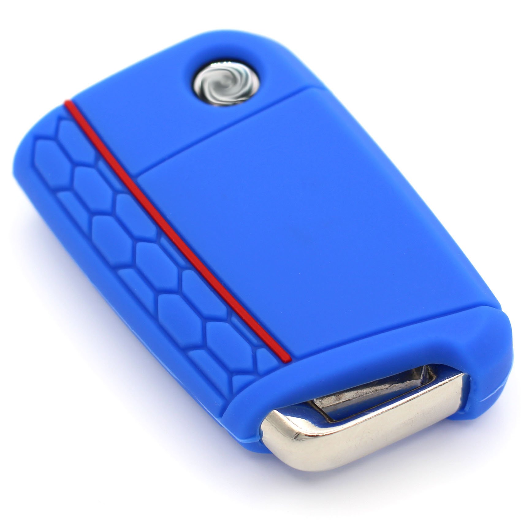 VB Key Case for 3 Buttons Car Key Silicone Cover Key Case Protective Cover (Blue)