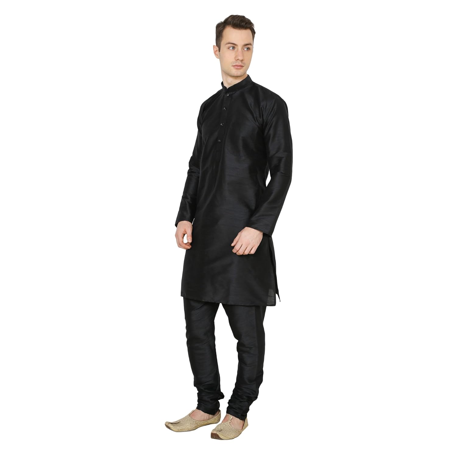 royal men's polysilk festive wear colourful kurta churidar set's