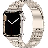 Anlinser Metal Bands Compatible with Apple Watch Band 42mm 41mm 40mm 38mm for Women Men, Stainless Steel Replacement Strap for iWatch Series 11 10 9 8 7 6-1 SE (Starlight)