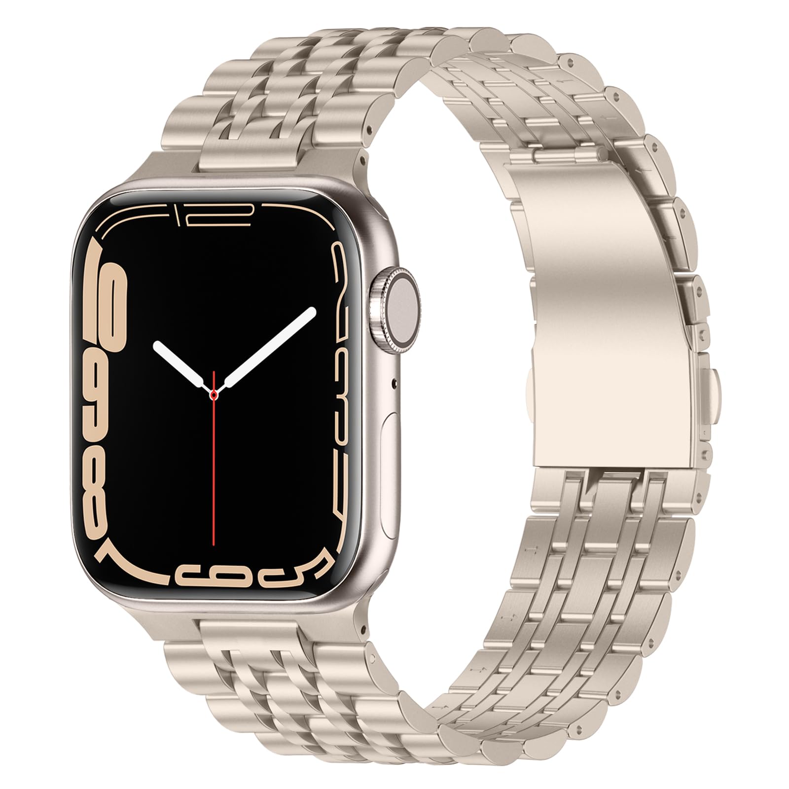 Anlinser Metal Strap Compatible with Apple Watch Straps 46mm 45mm 44mm 42mm 41mm 40mm 38mm, Adjustable Stainless Steel Band for iWatch Ultra 2 Series 10/9/8/7/6/5/3,SE (42/41/40/38, Starlight)