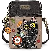 CHALA Cat Collection Cell Phone Crossbody Purse-Women PU Leather/Canvas Multicolor Handbag with Adjustable Strap