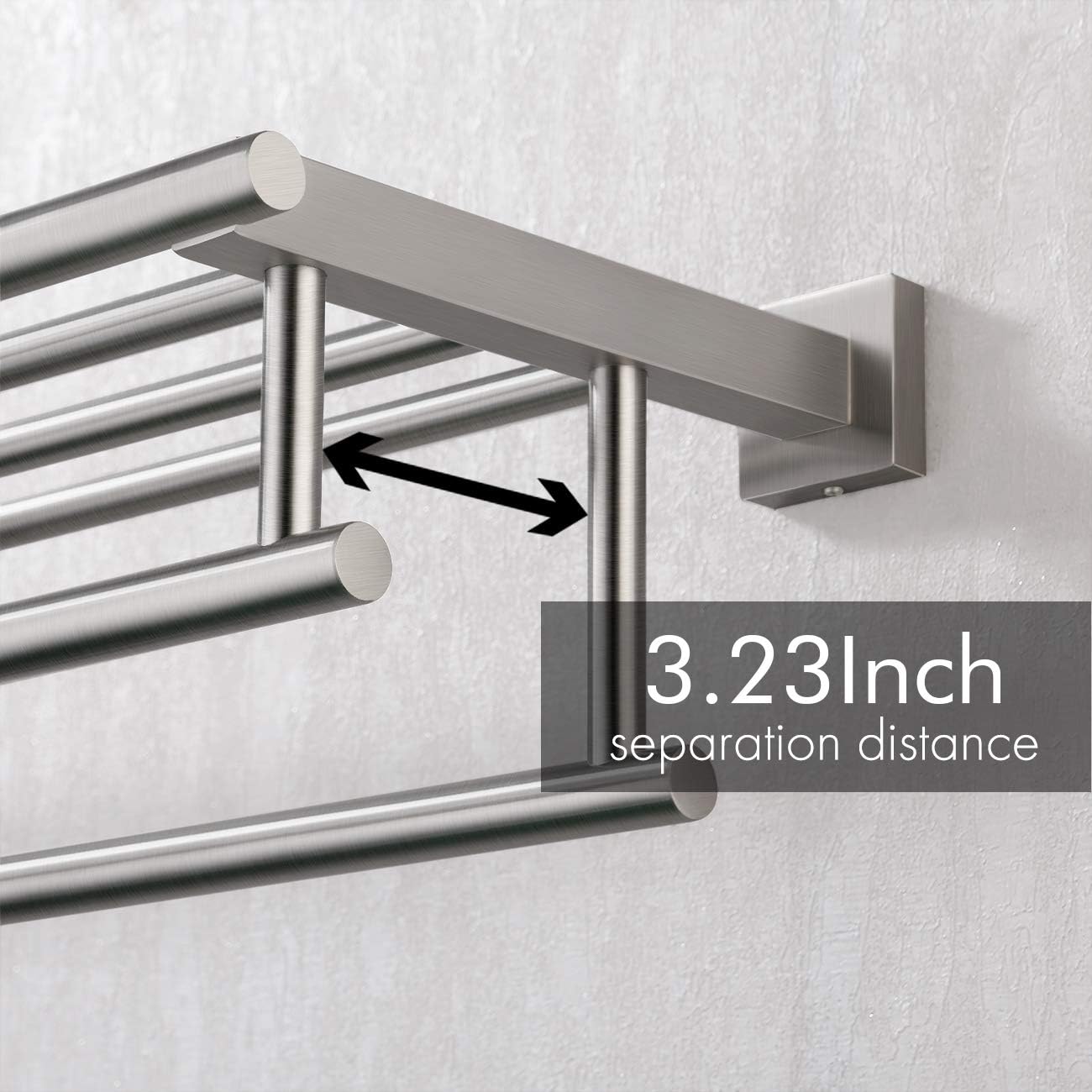 KES Bathroom Hotel Bath Towel Rack with Double Towel Bar 23.3-Inch Wall Mount Shelf Rustproof Stainless Steel Modern Brushed Finish, A2112S60-2: Home & Kitchen