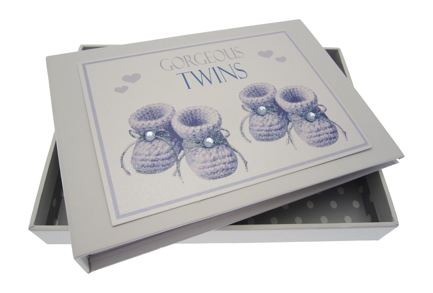 White Cotton Cards Gorgeous Twins, Mini Photo Album, Blue Booties