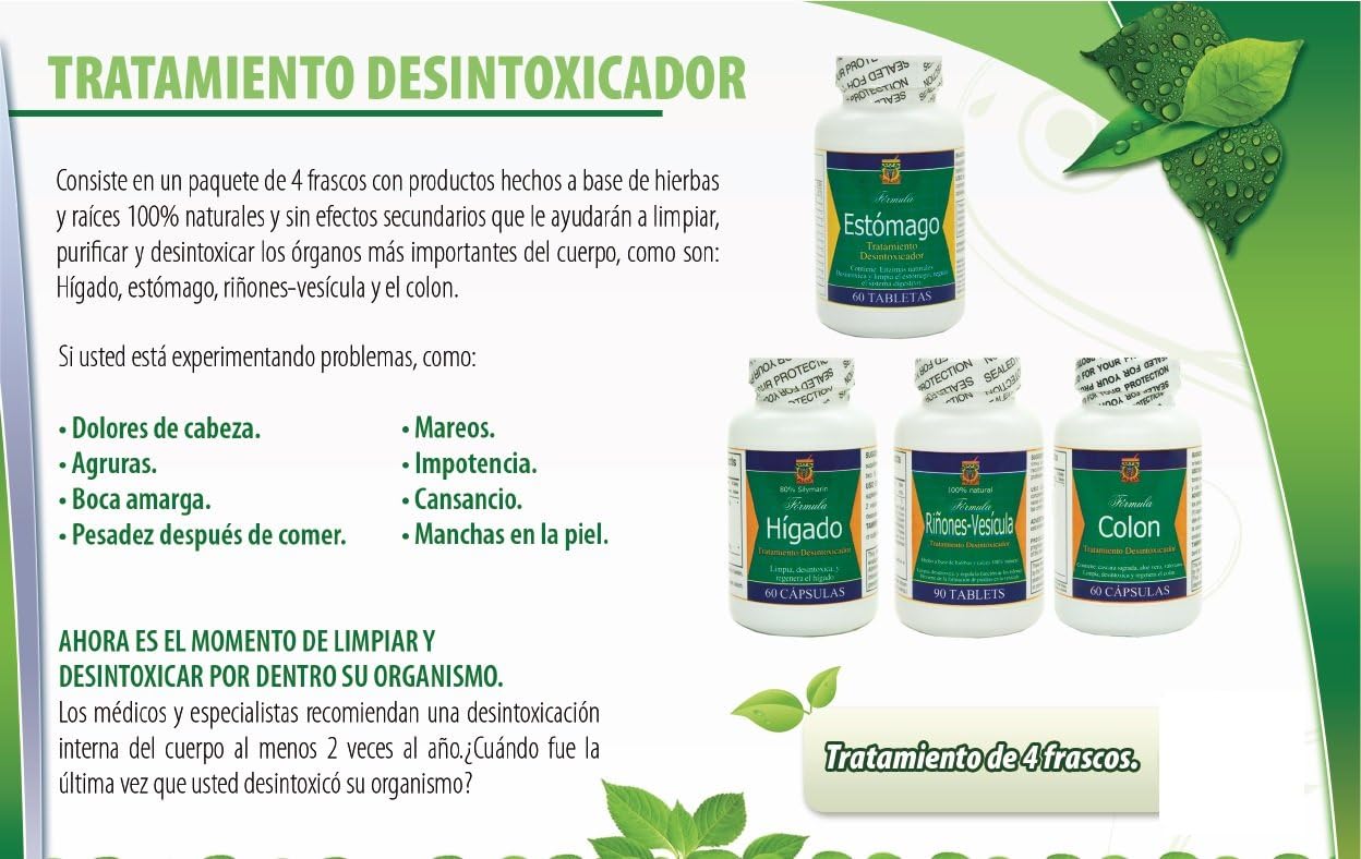 Amazon Com Desintoxicador 4 Productos Para Limpiar Y Desintoxicar Colon Rinones Vesicula Higado Y Estomago Como Lo Vio En Tv By Nutrisalud Products Health Personal Care