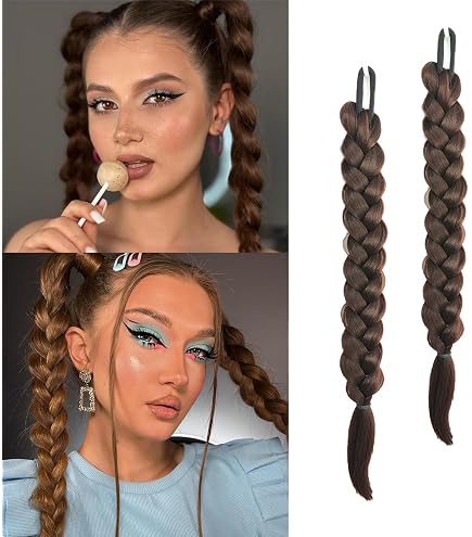 Amazon.com : Y2K Clip-in Braids Hair Extensions for Women  display picture 3
