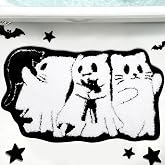 Percozzi Ghost Cat Halloween Bath Rug Bathroom Mat 31.5 x 17.7 Inch | 3 Ghost Cats Tufted Bathroom Rug with Non-Slip TPR Backing Plush Absorbent Machine Washable Bath Mat for Halloween Bathroom