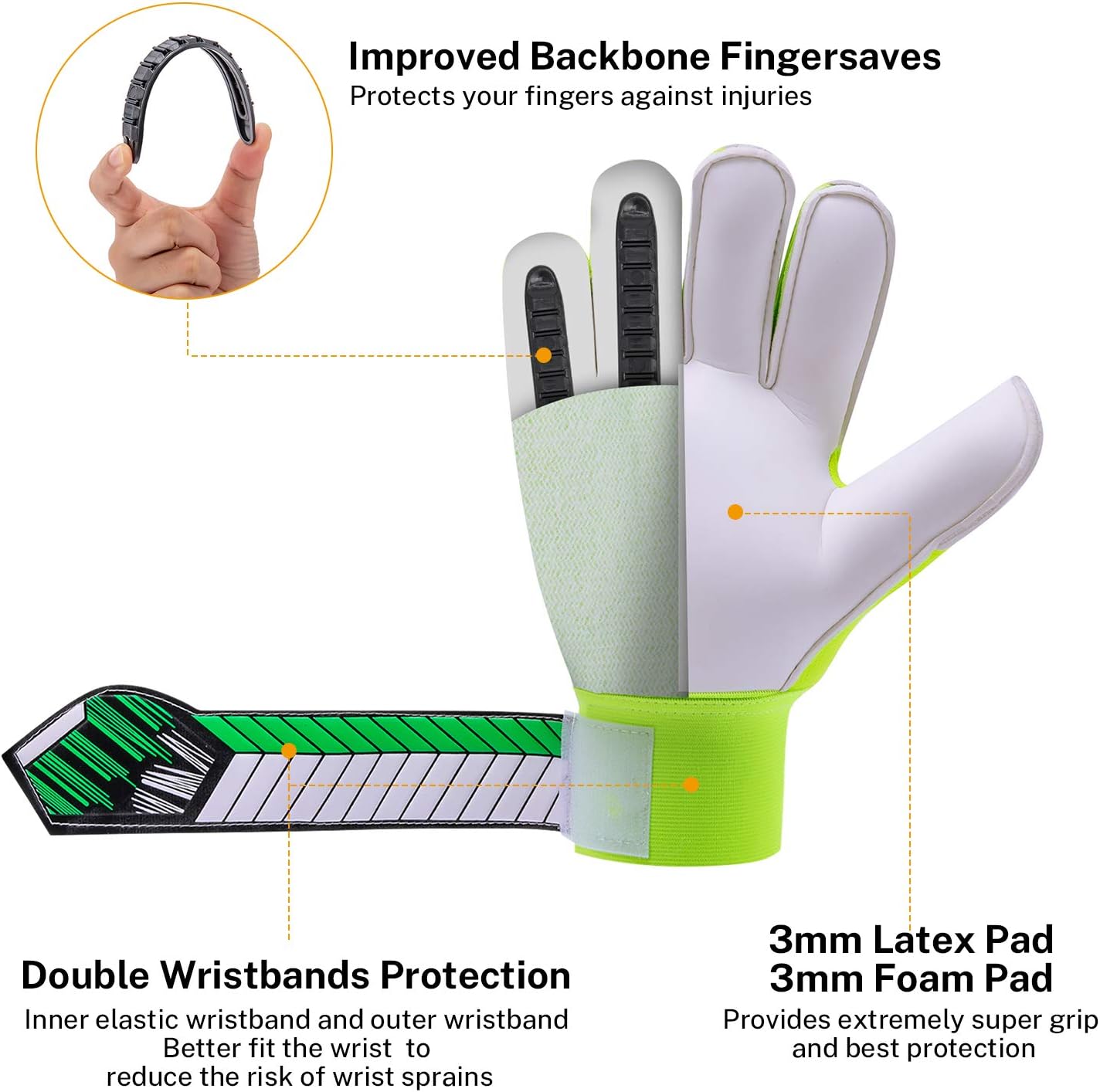 Size 710 NonSlip Wear Resistant Soccer Gloves for Adult Bonus Medium