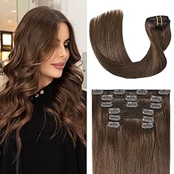 UGOTRAYS Medium Brown Hair Extensions Real Human
