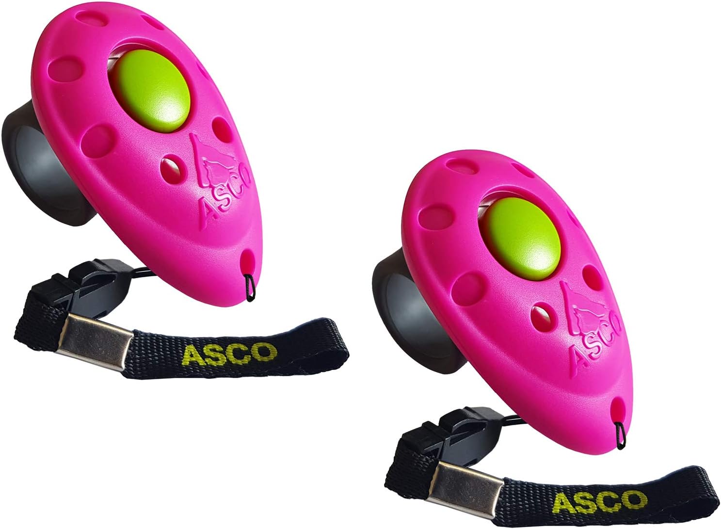 ASCO 2x Premium Clicker, PET Dog Puppy Cat Horse Finger Clicker, Ergonomic Quality Training Clicker, pink AC08F2X, Pack of 2