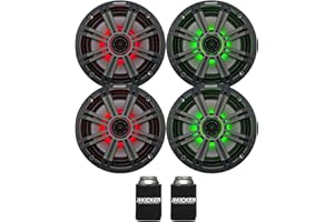 Kicker 6.5" Charcoal LED Marine Speakers (Qty 4) 2 Pairs of OEM Replacement Speakers