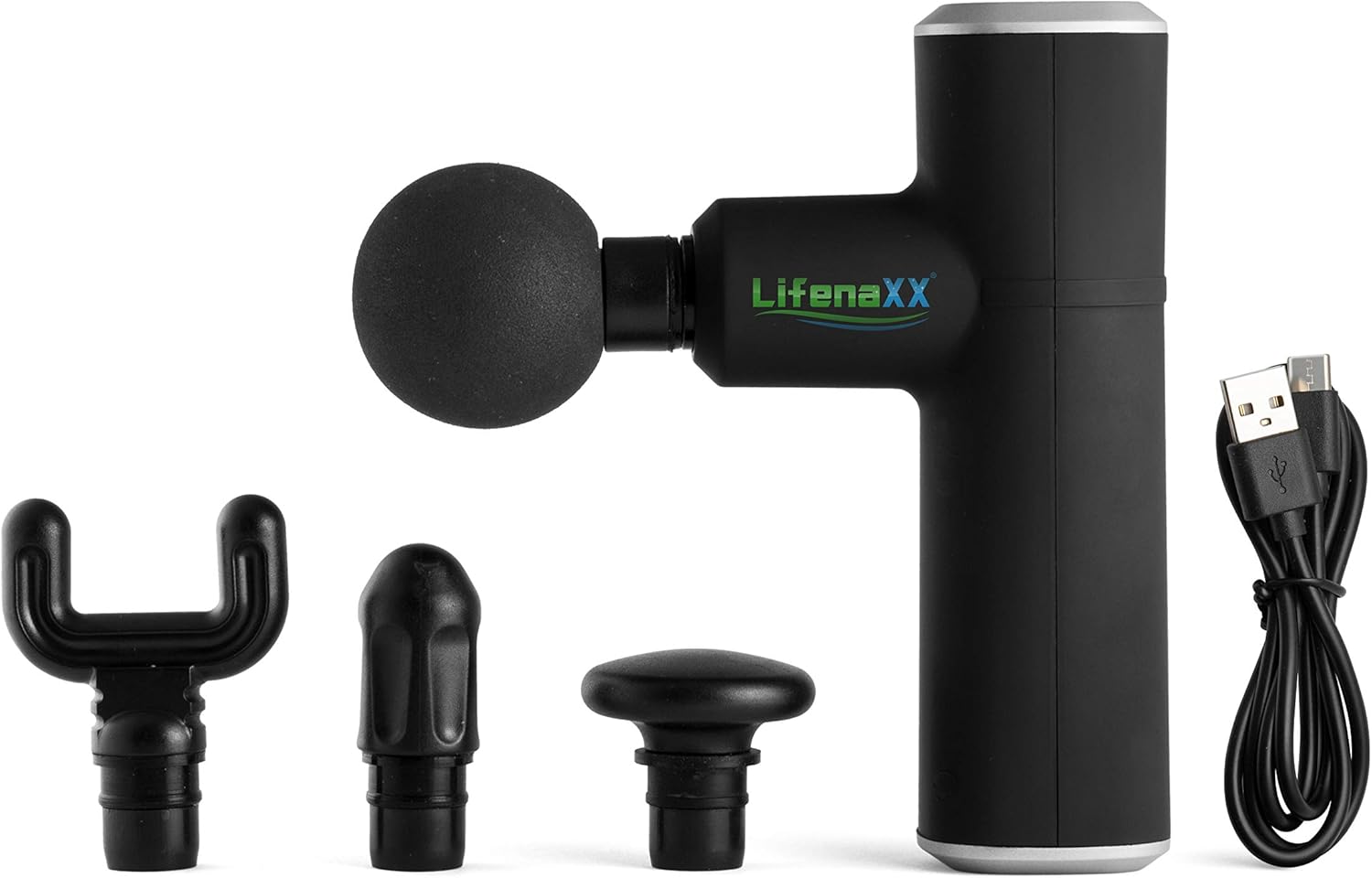 Lifenaxx Wireless Massage Gun Portable Mini Massage Gun Deep Tissue Percussion Muscle Massager for Pain Relief Quiet with 4 Massage Heads for Gym Office Home Post-Workout Recovery LX-025