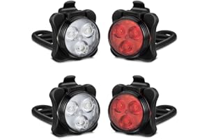 Akale Rechargeable Bike Lights Set, LED Bicycle Lights Front and Rear, 4 Light Mode Options, 650mah Lithium Battery, Bike Hea