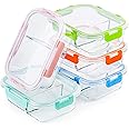 Glass Meal Prep Containers 2 Compartment Set, 5-Pack, 34oz, Glass Bento Boxes for Adults, Divided Glass Lunch Containers with