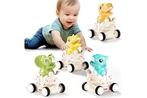 Press and Go Car Toys for Toddlers 1-3, Baby Dinosaur Racing Cars, Infant Play Vehicle Set, Baby Push Go Friction Car Toys fo