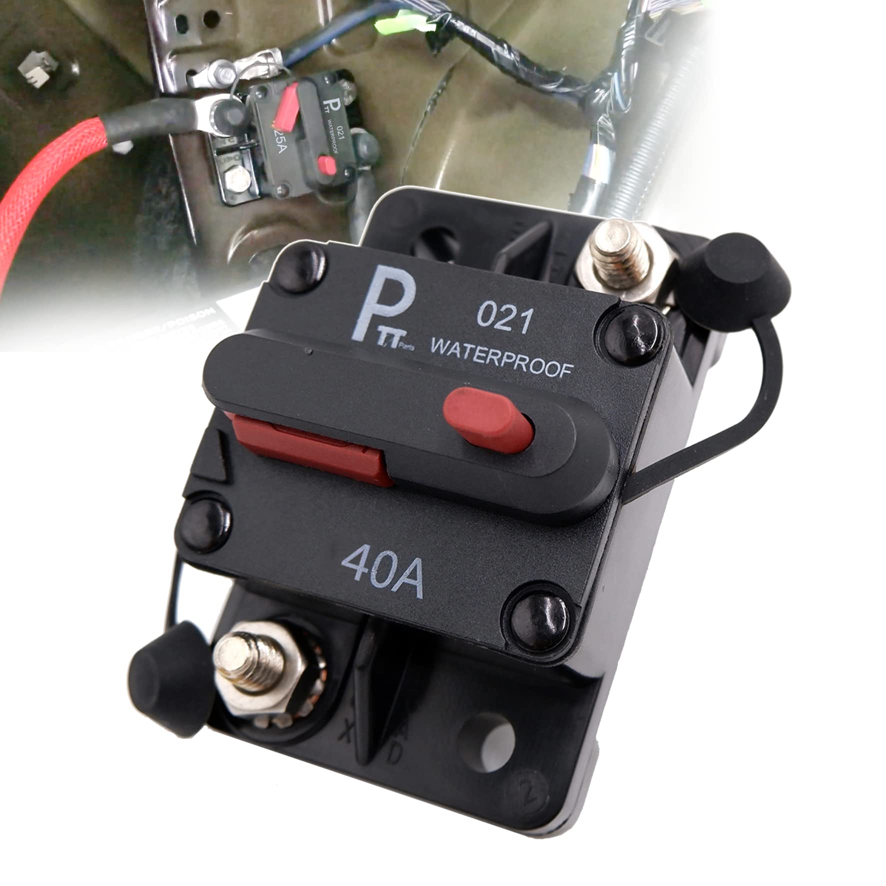 parts PTT Hi-Amp 1/4'' studs Circuit Breaker 40 Amp 12V 48VDC Waterproof IP67 Thermal Battery Switchable Power Reset Inline Fuse Holder Protection for Marin RV Caravan Trailer Troller Bus Heavy Truck