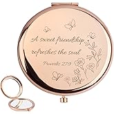 Aelciyue Cute Galentines Day Gifts Valentines Mothers Day Best Friend Birthday Gift Long Distance Friendship Gifts for Women Christian Scripture Rose Gold Custom Compact Travel Mirror with Bible Verse