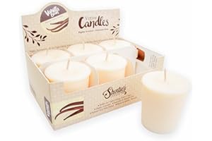 SHORTIE'S CANDLE COMPANY Vanilla Bean Soy Votive Candles - Scented with Natural Fragrance Oils - 6 Beige Natural Votive Candle Refills - Bakery & Food Collection