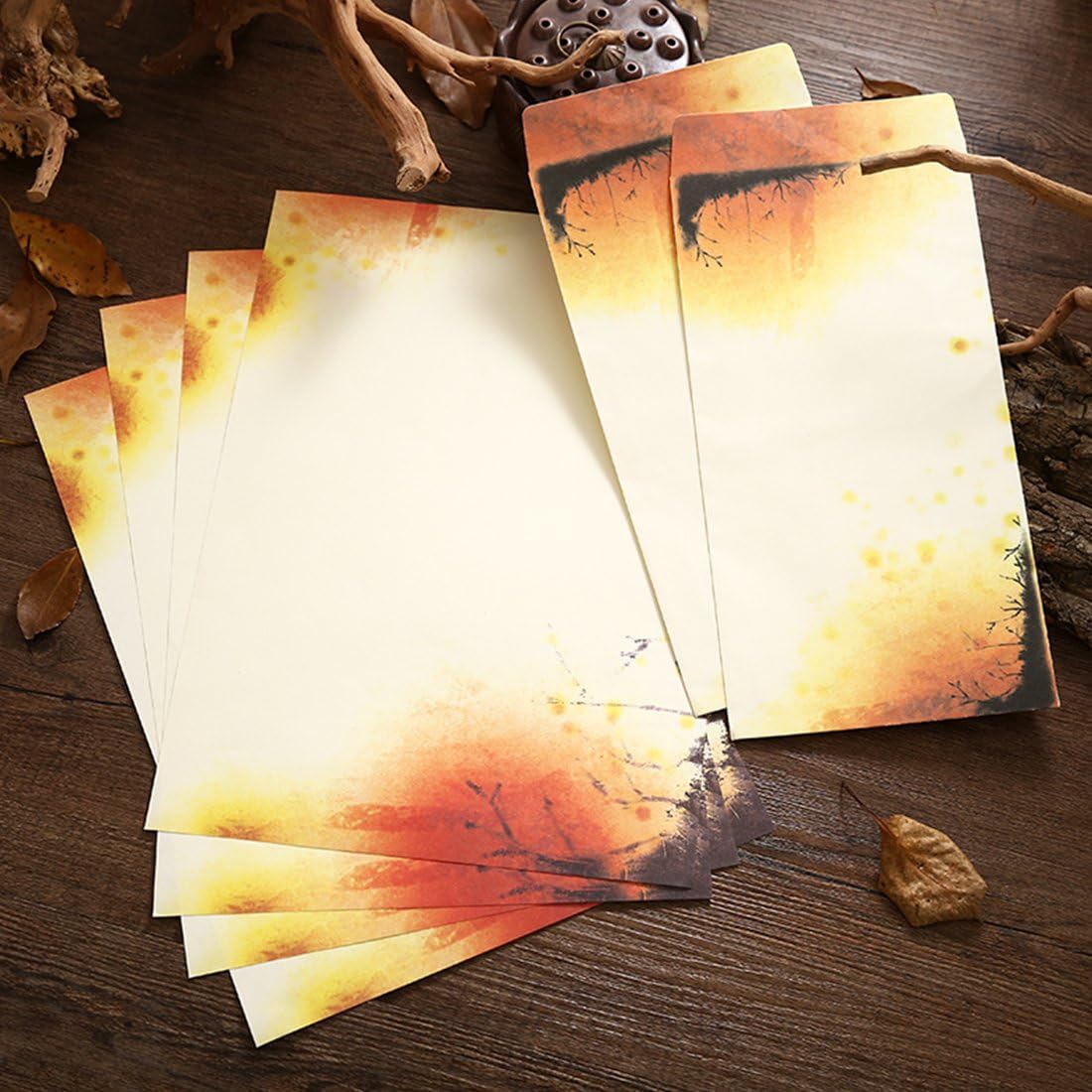 SCStyle 16 Cute Retro Envelopes 8.46 x 4.33 Inches 32 Lovely Kawaii Special Design Chinese Style Stationery Writing Letter Paper 10.2 x 7.3 Inches,Stationary Paper and Envelopes Set - Image 5
